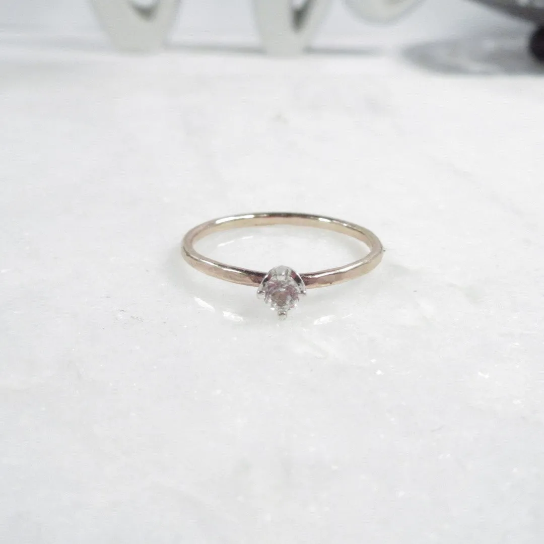 Ring White Topaz Gemstone 1.5mm Wide Choose Your Metal, Size and Texture