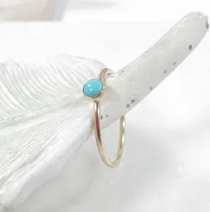 Rings Turquoise Gemstone 1mm Wide Choose Your Metal, Size and Texture