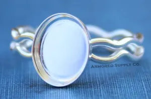 Ripple Ring Plain Oval Bezel Cup Ring blank Setting