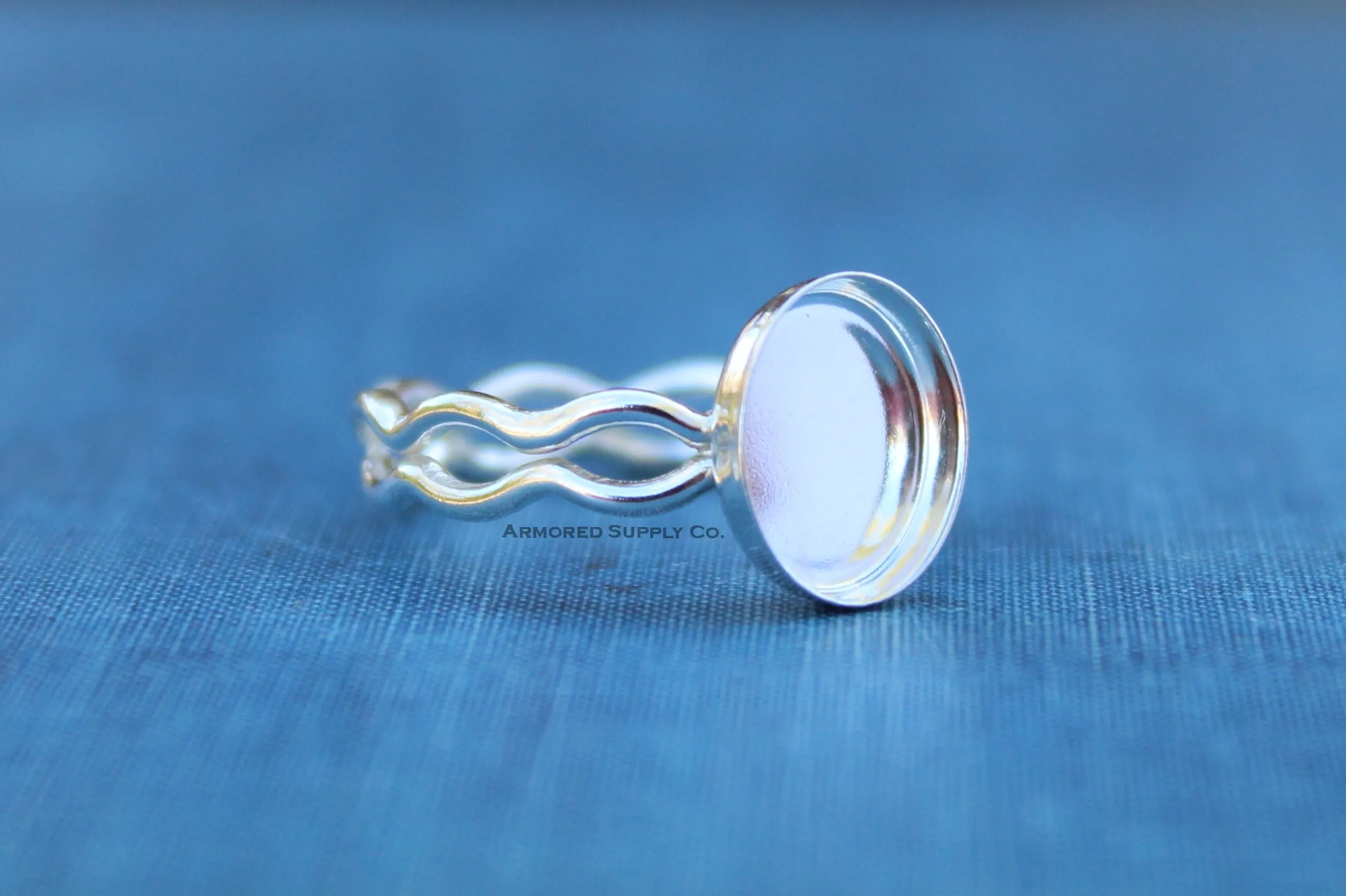 Ripple Ring Plain Oval Bezel Cup Ring blank Setting