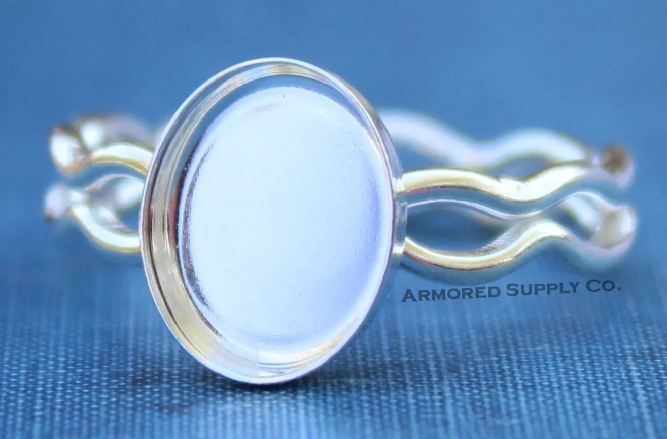 Ripple Ring Plain Oval Bezel Cup Ring blank Setting
