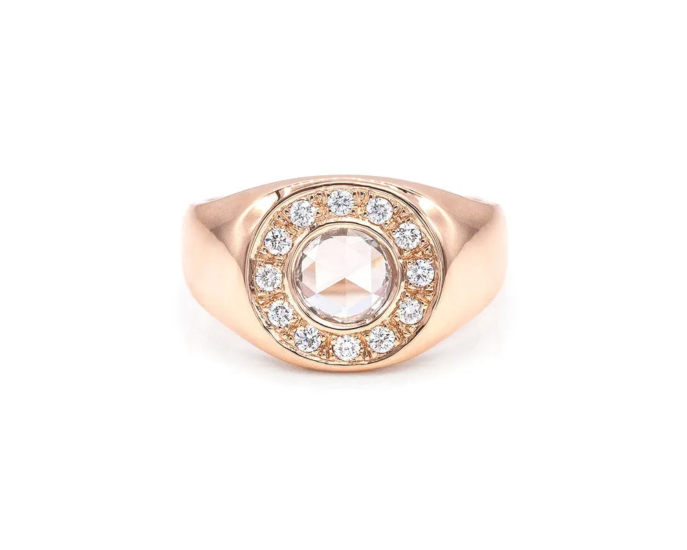 Rose Cut Diamond Signet Ring (Ready to Ship Size 3)