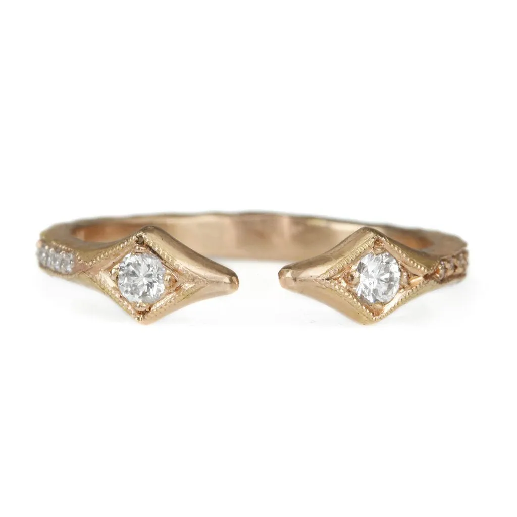 Rose Gold and Diamond "Double Arrow" Ring