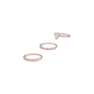 Rose Gold Cubic Zirconia 3 Band Ring Stack