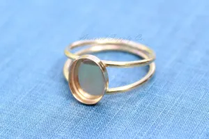 ROSE Gold Filled 8x6mm Oval Double Band Ring blank
