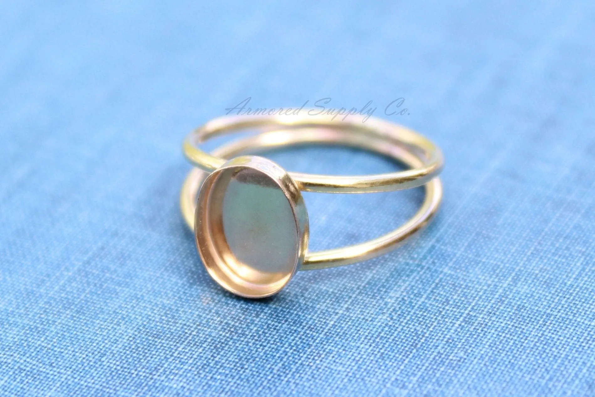 ROSE Gold Filled 8x6mm Oval Double Band Ring blank