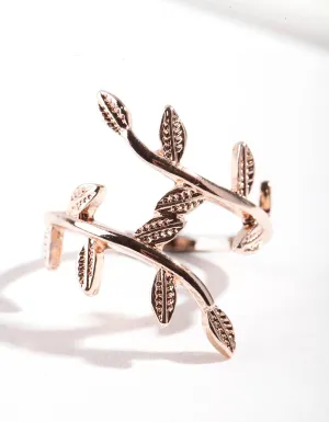Rose Gold Leaf Double Band Ring