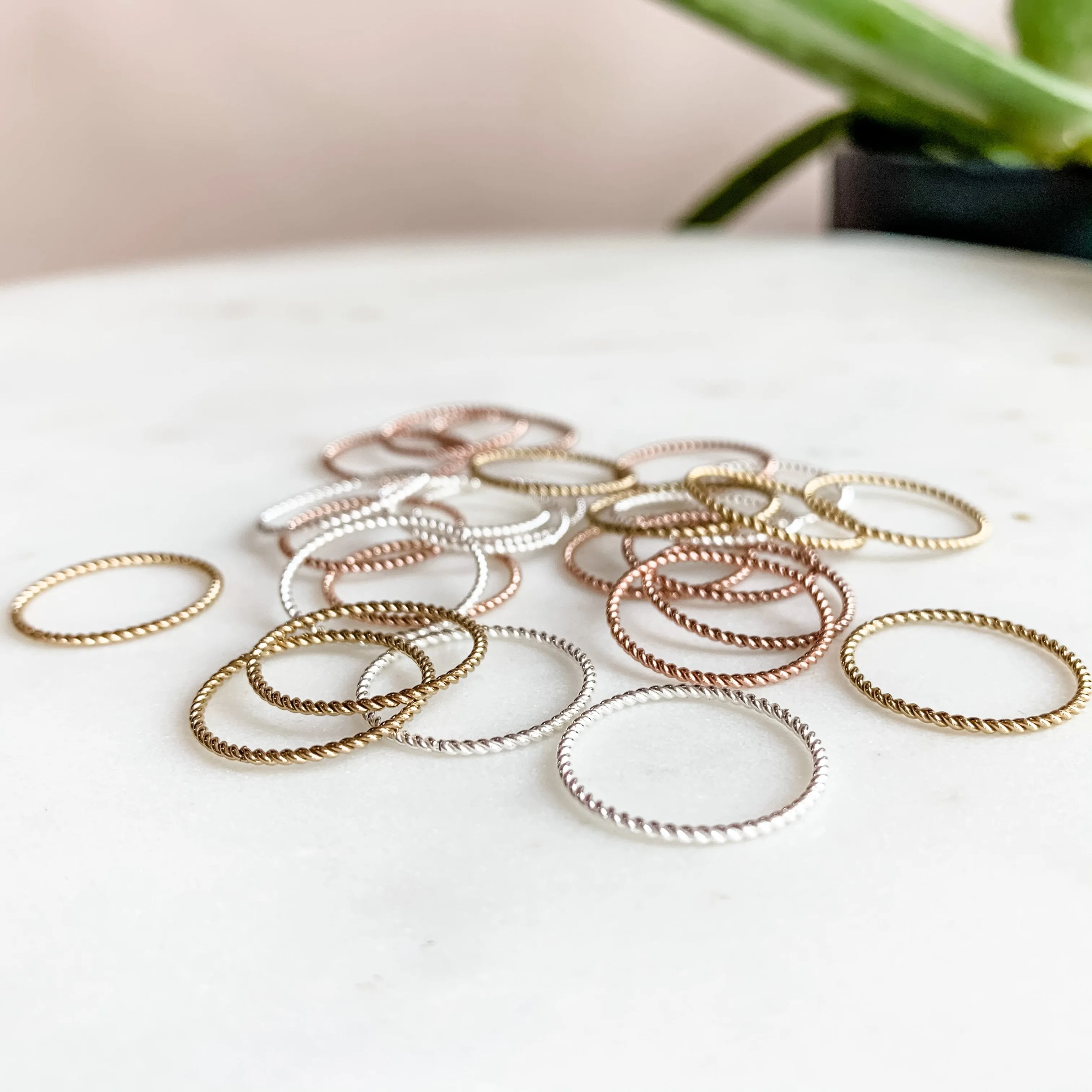 Rose Gold Twist Stacking Rings