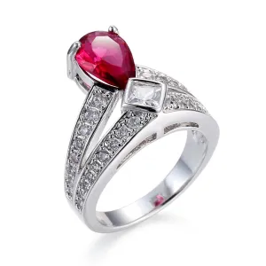 Rose Pear Crystal & Cubic Zirconia Pear Ring