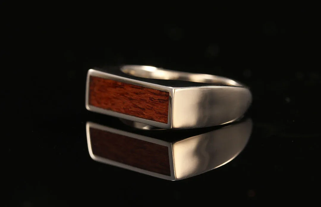 ROSEWOOD MENS 14K WHITE GOLD SIGNET RING