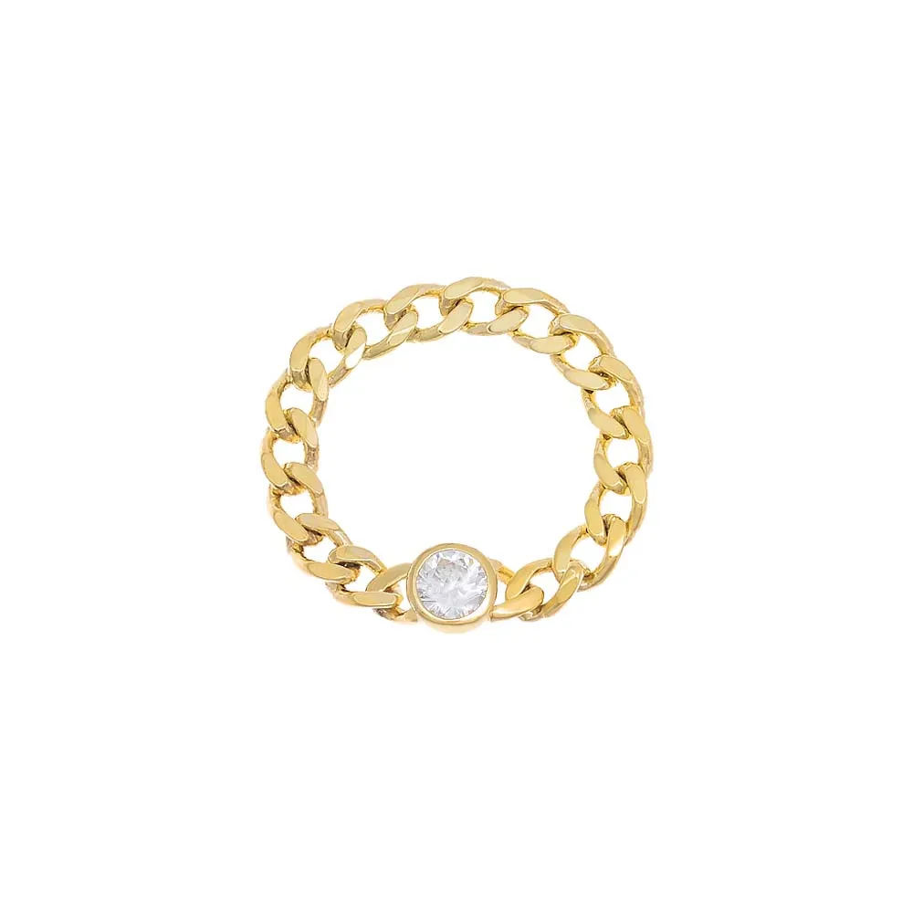 Round Bezel Cuban Ring
