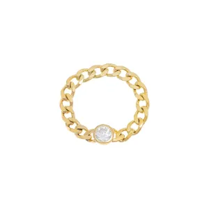 Round Bezel Cuban Ring