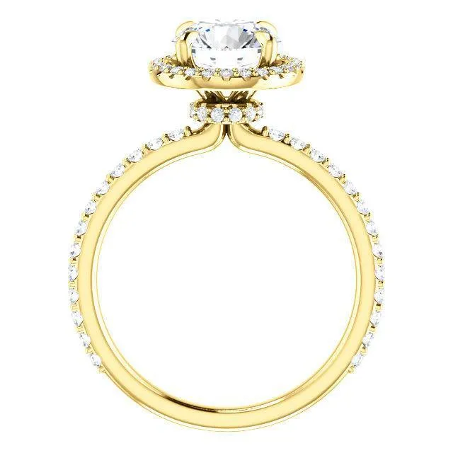 Round Center Stone Diamond Accent Ice Halo Collar Ring