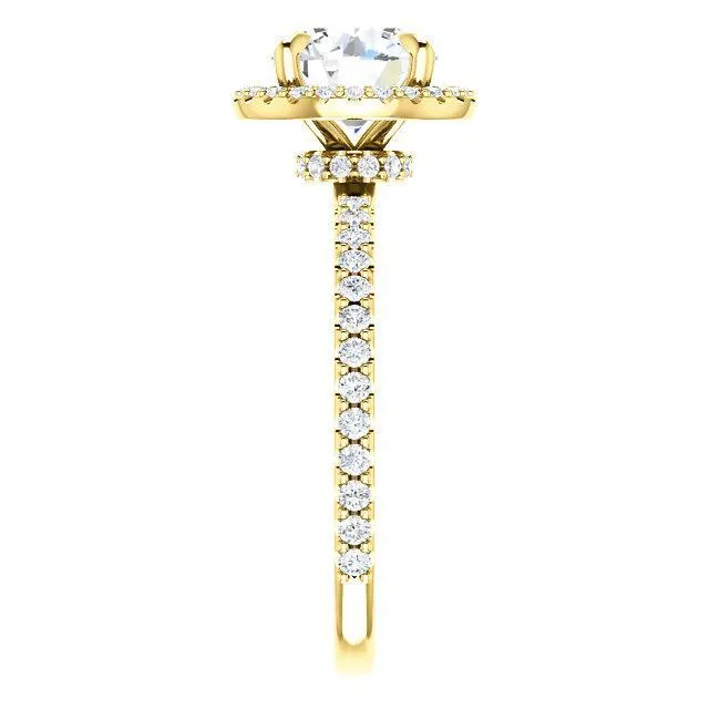 Round Center Stone Diamond Accent Ice Halo Collar Ring