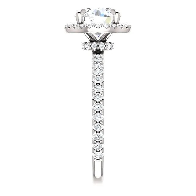 Round Center Stone Diamond Accent Ice Halo Collar Ring