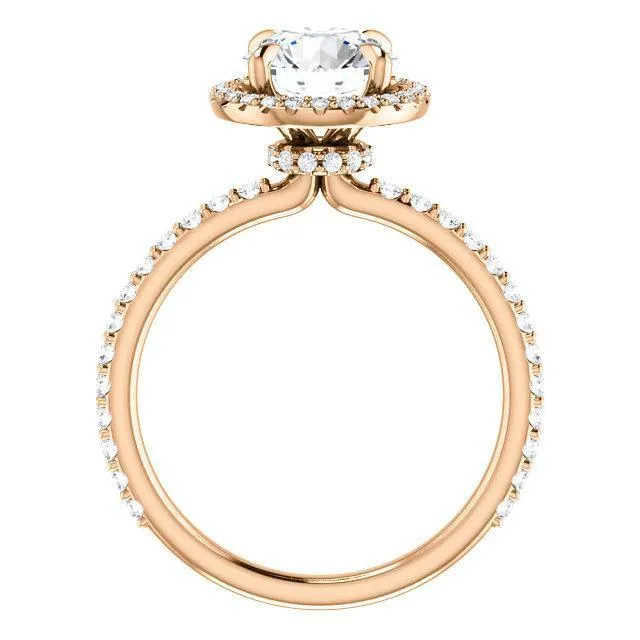 Round Center Stone Diamond Accent Ice Halo Collar Ring