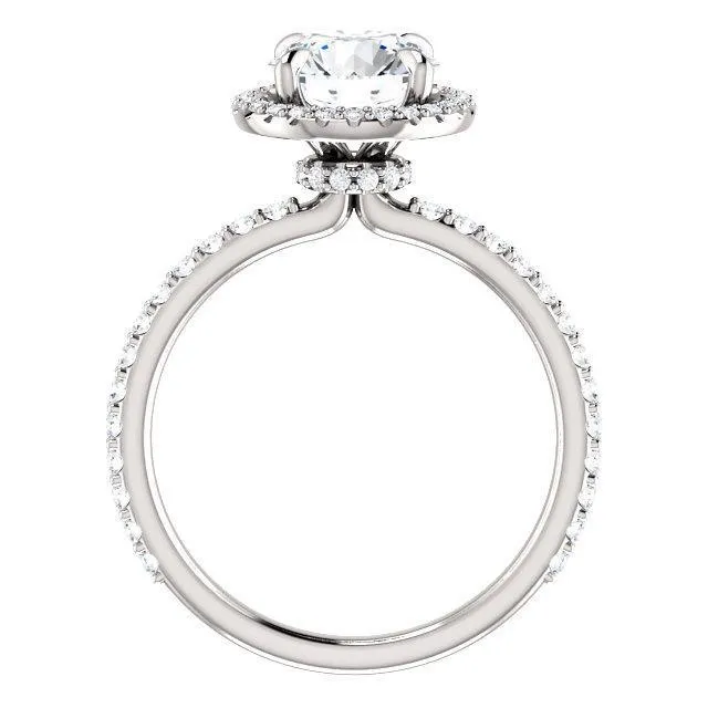 Round Center Stone Diamond Accent Ice Halo Collar Ring