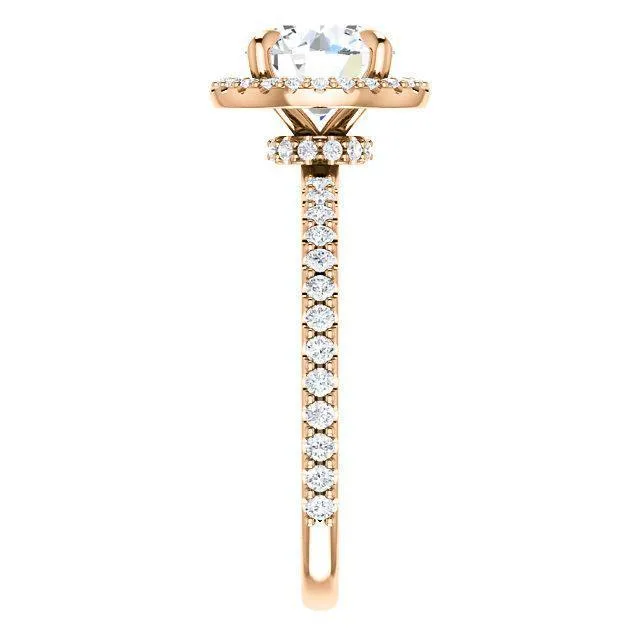 Round Center Stone Diamond Accent Ice Halo Collar Ring