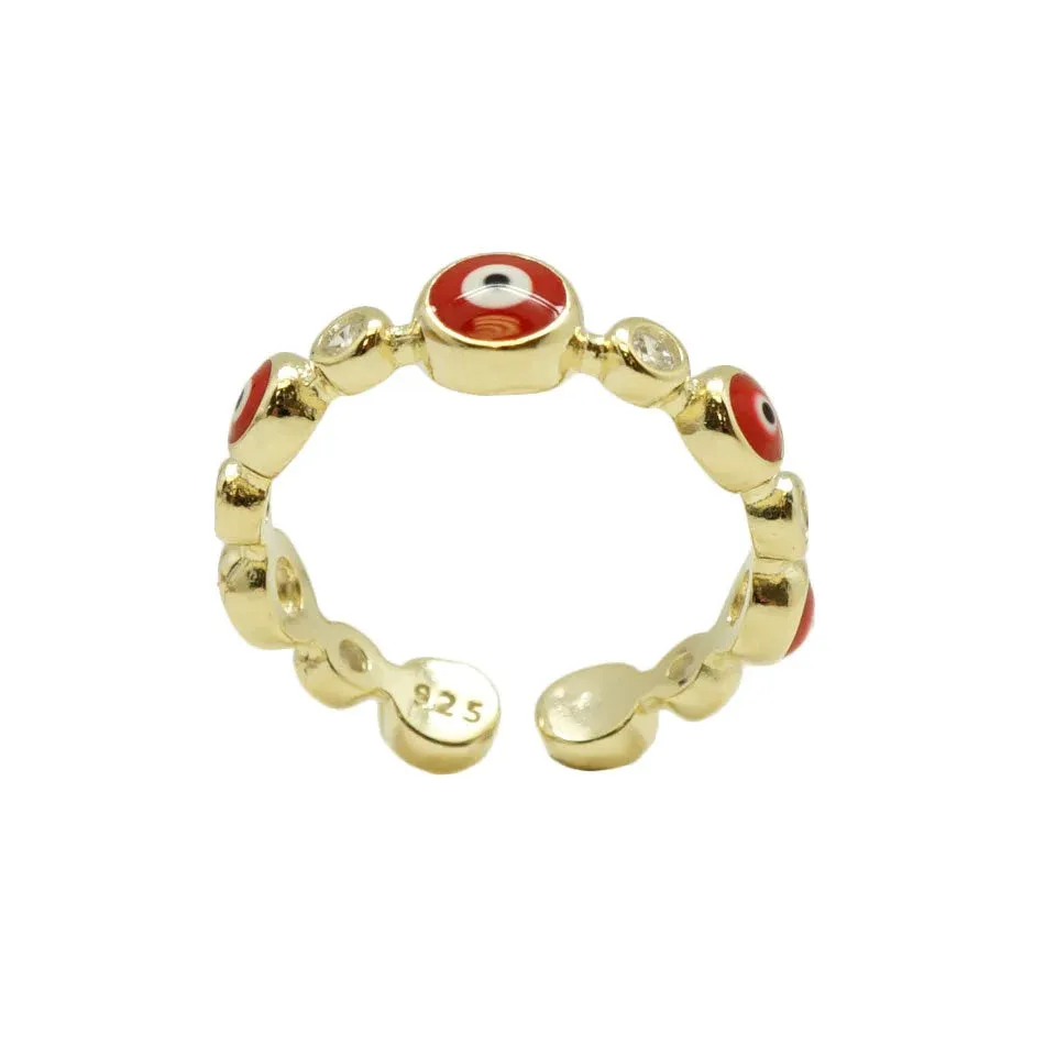 Round Evil Eye Ring with CZ