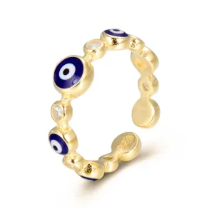 Round Evil Eye Ring with CZ