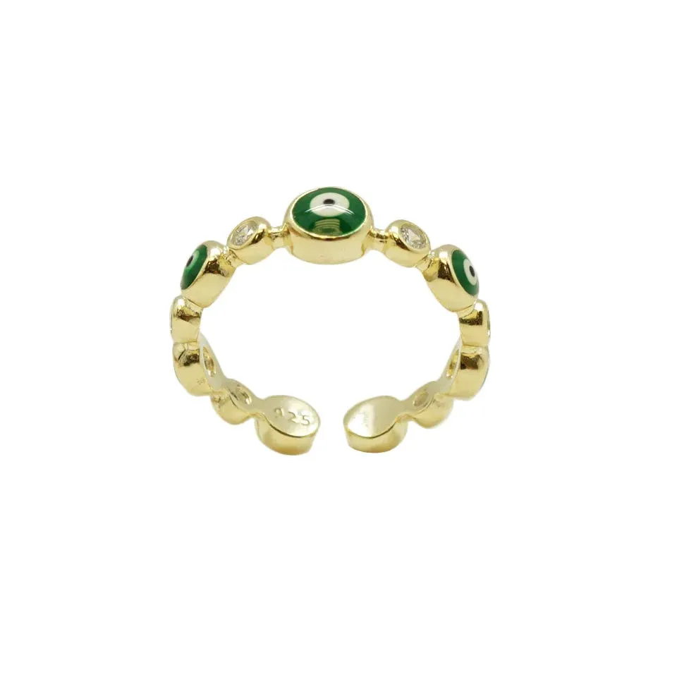 Round Evil Eye Ring with CZ