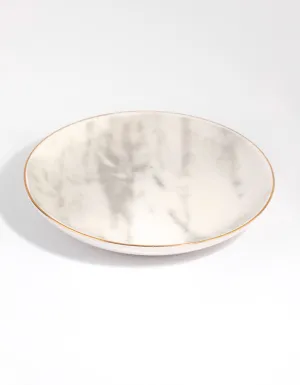 Round Gold Trim Ceramic Trinket Tray