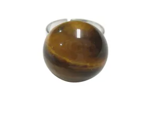 Round Tigers Eye Adjustable Size Fashion Ring