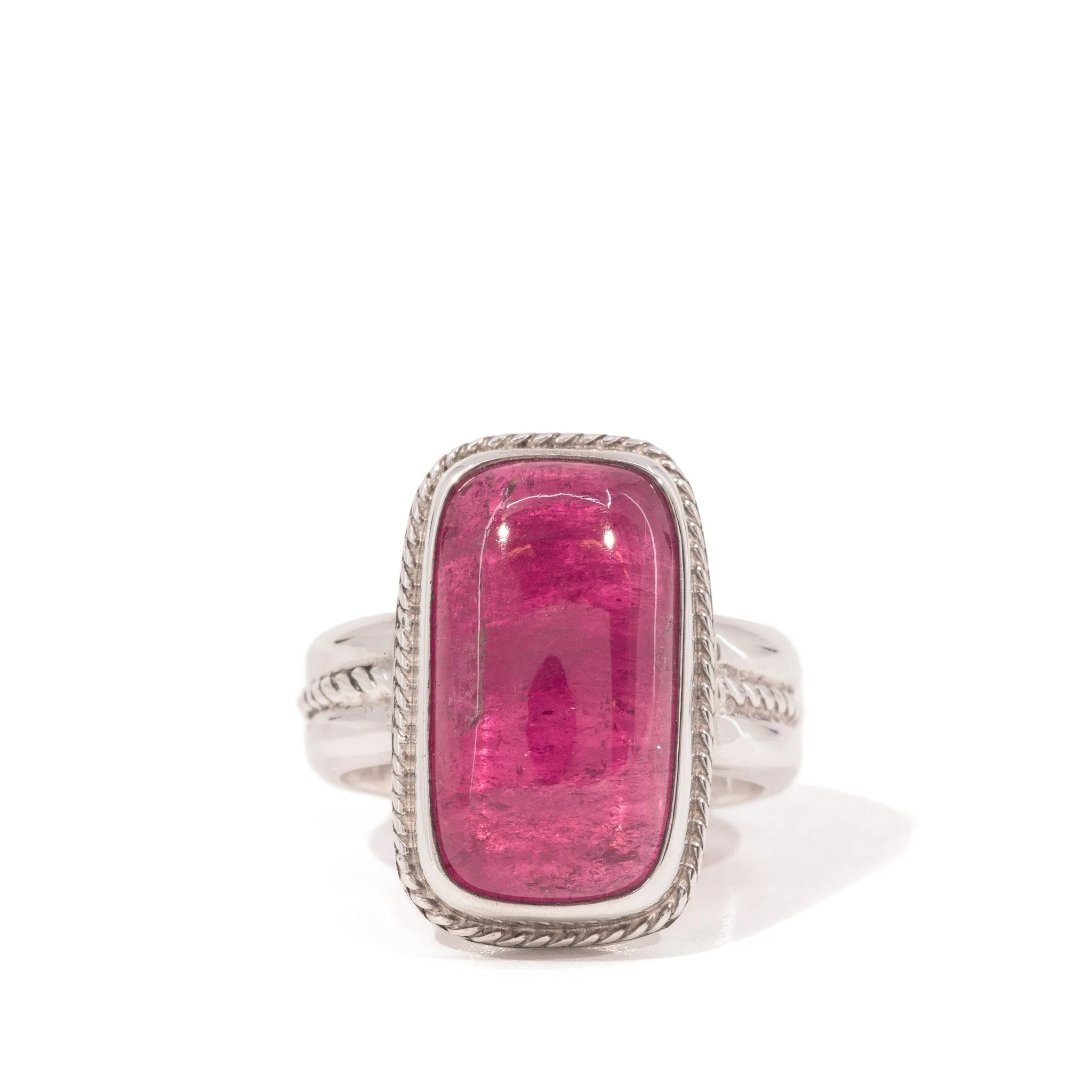 Rubellite Tourmaline 16.13 Carat Sterling Silver Handcrafted Gemstone Ring