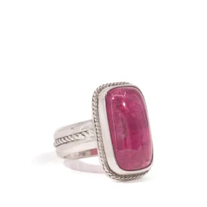 Rubellite Tourmaline 16.13 Carat Sterling Silver Handcrafted Gemstone Ring