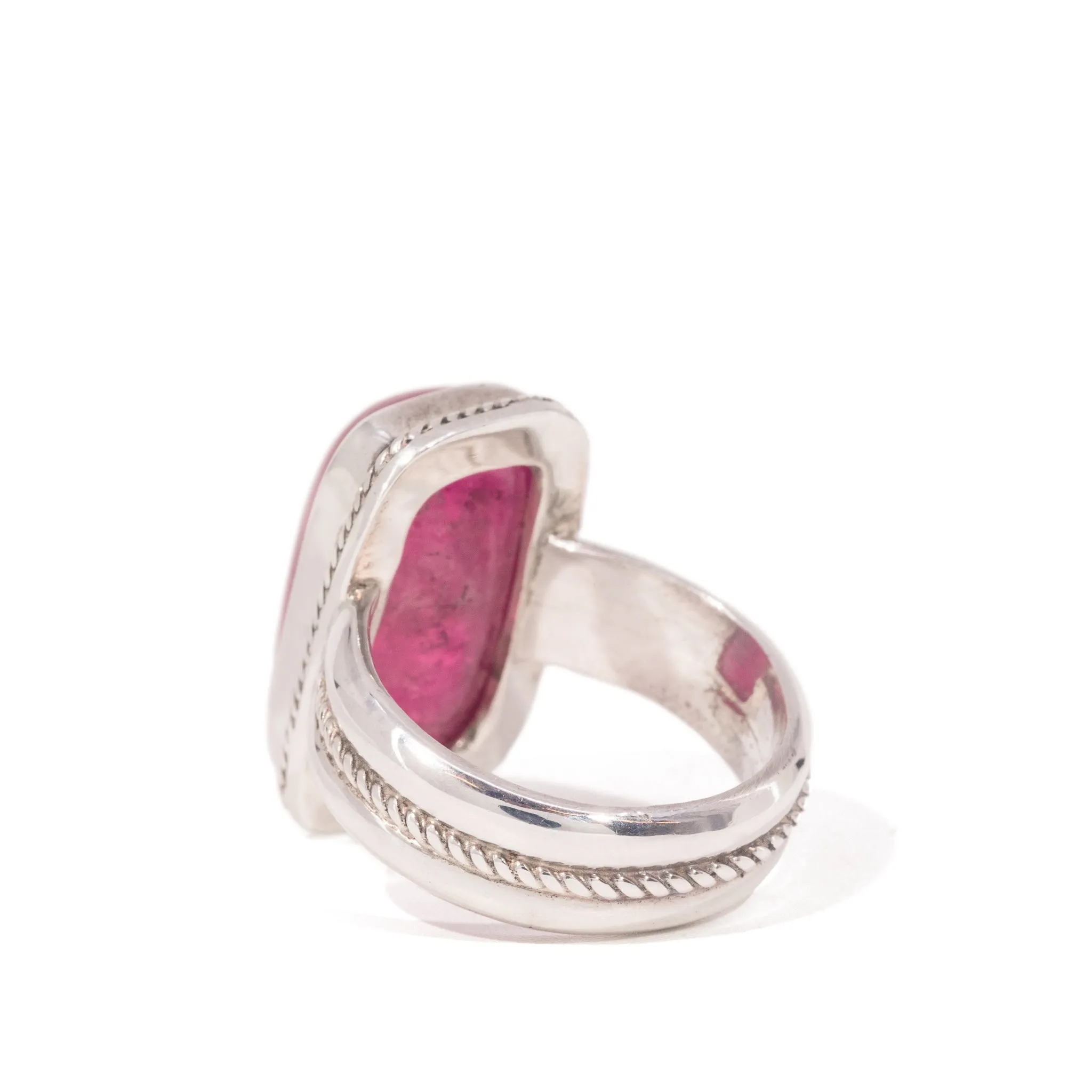 Rubellite Tourmaline 16.13 Carat Sterling Silver Handcrafted Gemstone Ring