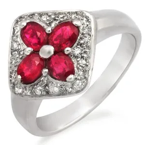 Ruby & Diamond Ring, 18k White Gold