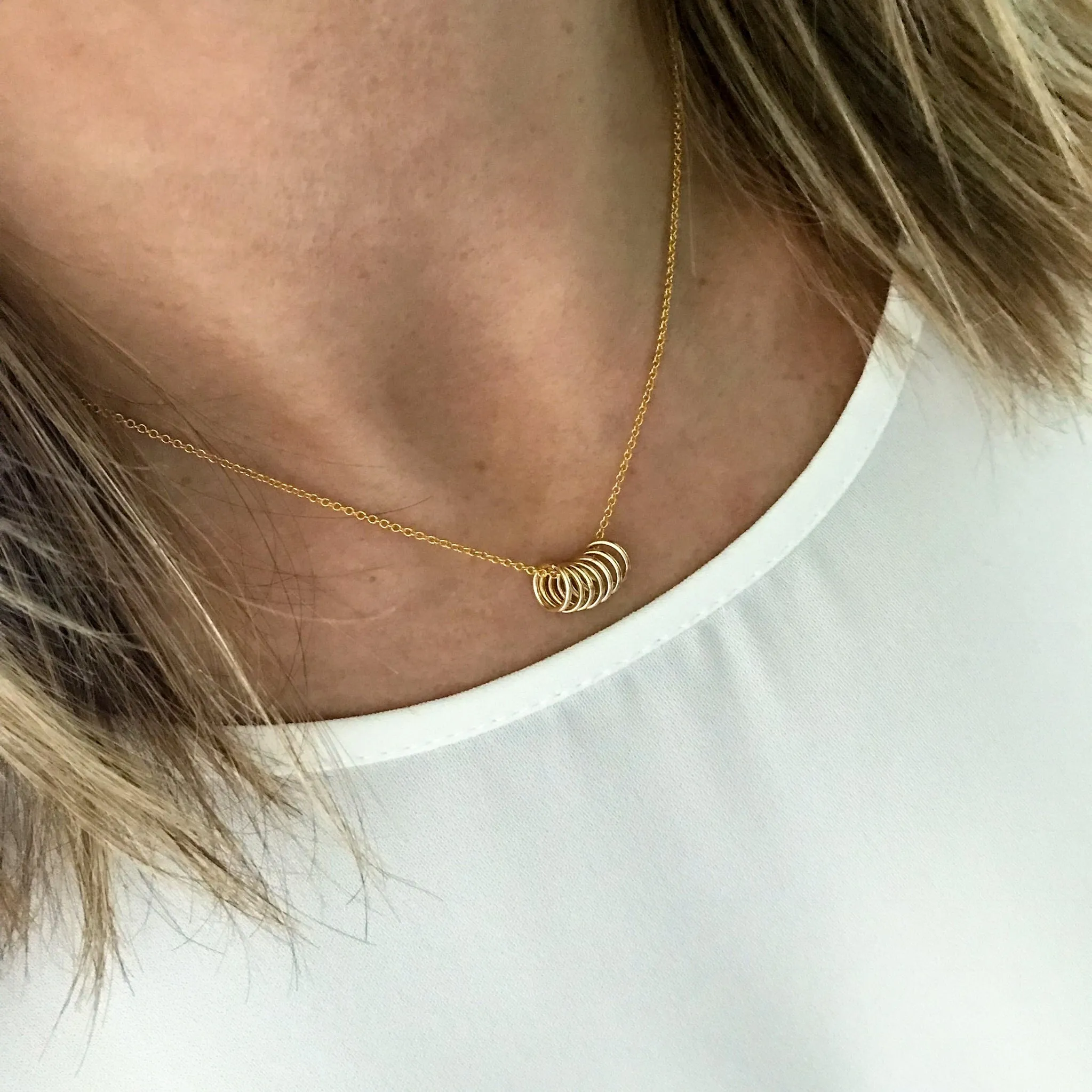 Seven Gold Rings Necklace