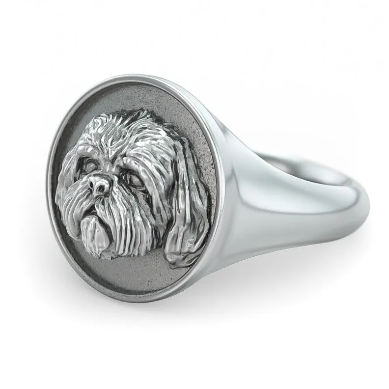 Shih Tzu Classic Round Signet Ring