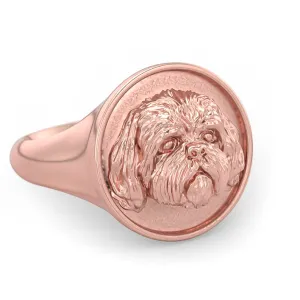 Shih Tzu Classic Round Signet Ring