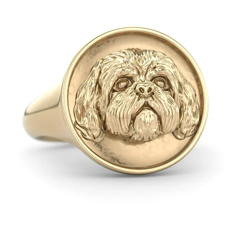 Shih Tzu Classic Round Signet Ring