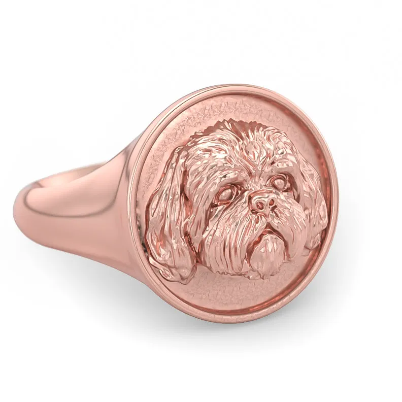 Shih Tzu Classic Round Signet Ring