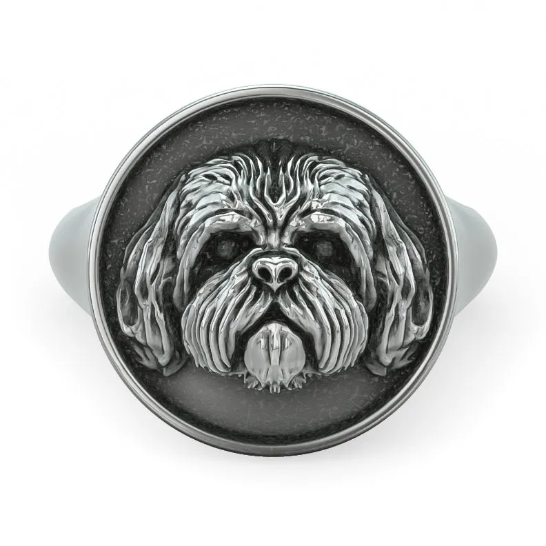 Shih Tzu Classic Round Signet Ring