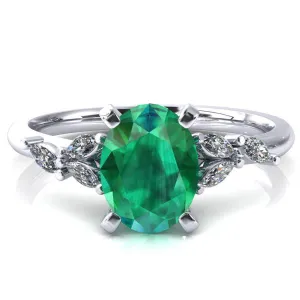 Sigrid Oval Emerald 4 Prong Marquise Diamond Side Ring