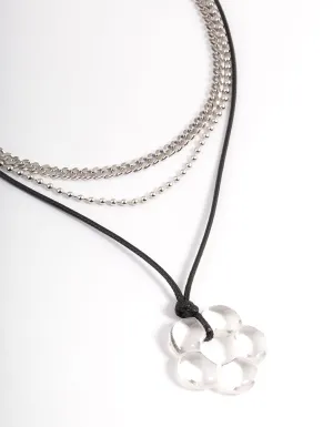 Silver Acrylic Flower Necklace