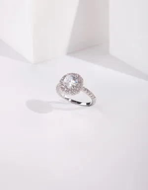 Silver Cubic Zirconia Surround Engagement Ring