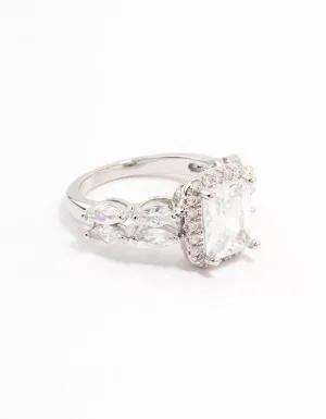 Silver Eloquent Cubic Zirconia Rectangular Ring