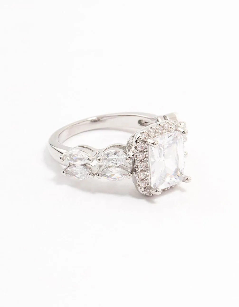 Silver Eloquent Cubic Zirconia Rectangular Ring