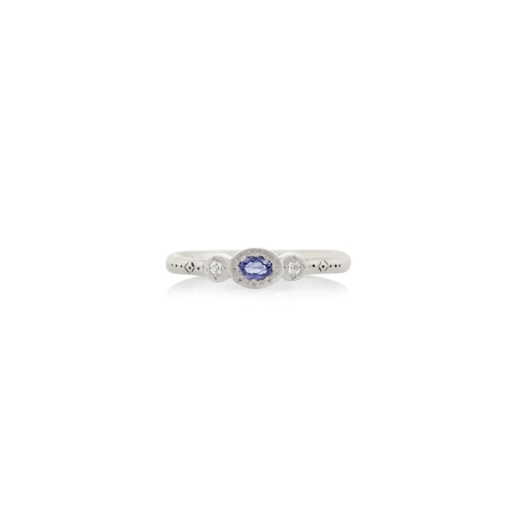 Silver Oval & Round Charm Sapphire Ring