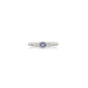 Silver Oval & Round Charm Sapphire Ring