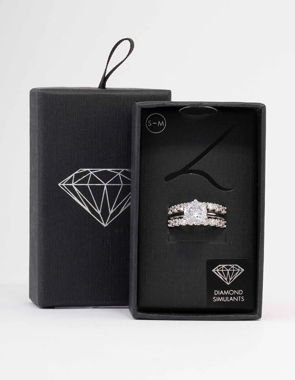 Silver Pave Solitaire Rings 3-Pack