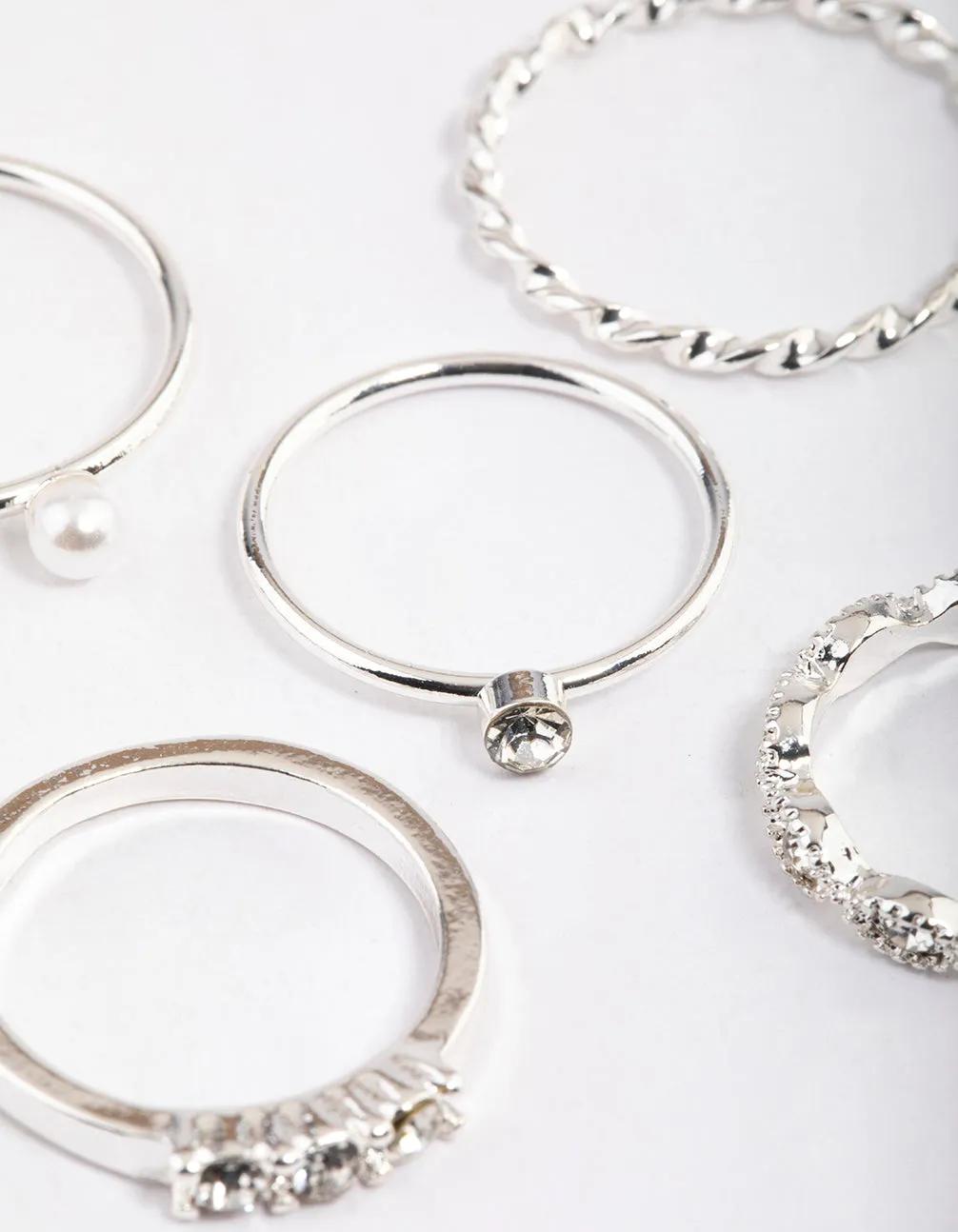 Silver Pearl & Stone Marquise Ring Pack