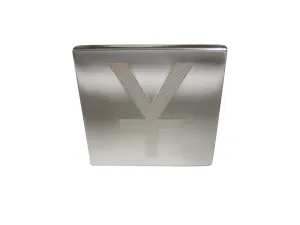 Silver Toned Etched Chinese Yuan Currency Sign Adjustable Size Fashion Ring