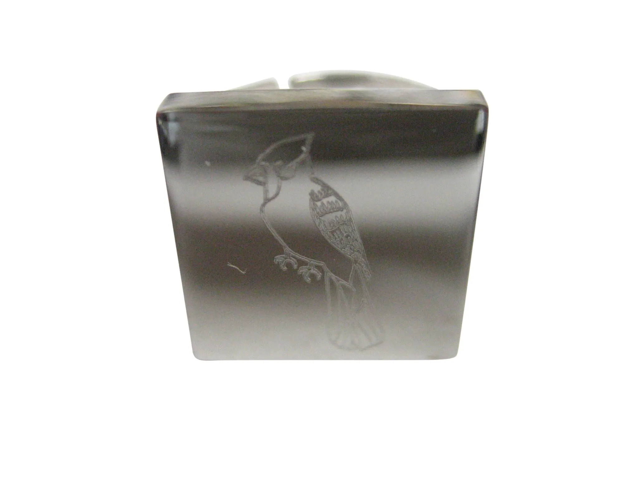 Silver Toned Square Etched Blue Jay Bird Adjustable Size Fashion Ring