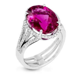 Simon G. 18k White Gold Diamond & Rubellite Ring