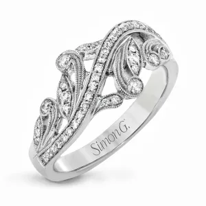 Simon G White Gold and Diamond Sweeping Design Set Ring